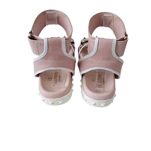 Valentino Garavani Rockstud Flat Ankle Strap Sandal Size 36 US 6 Pink Gold - Picture 4 of 10